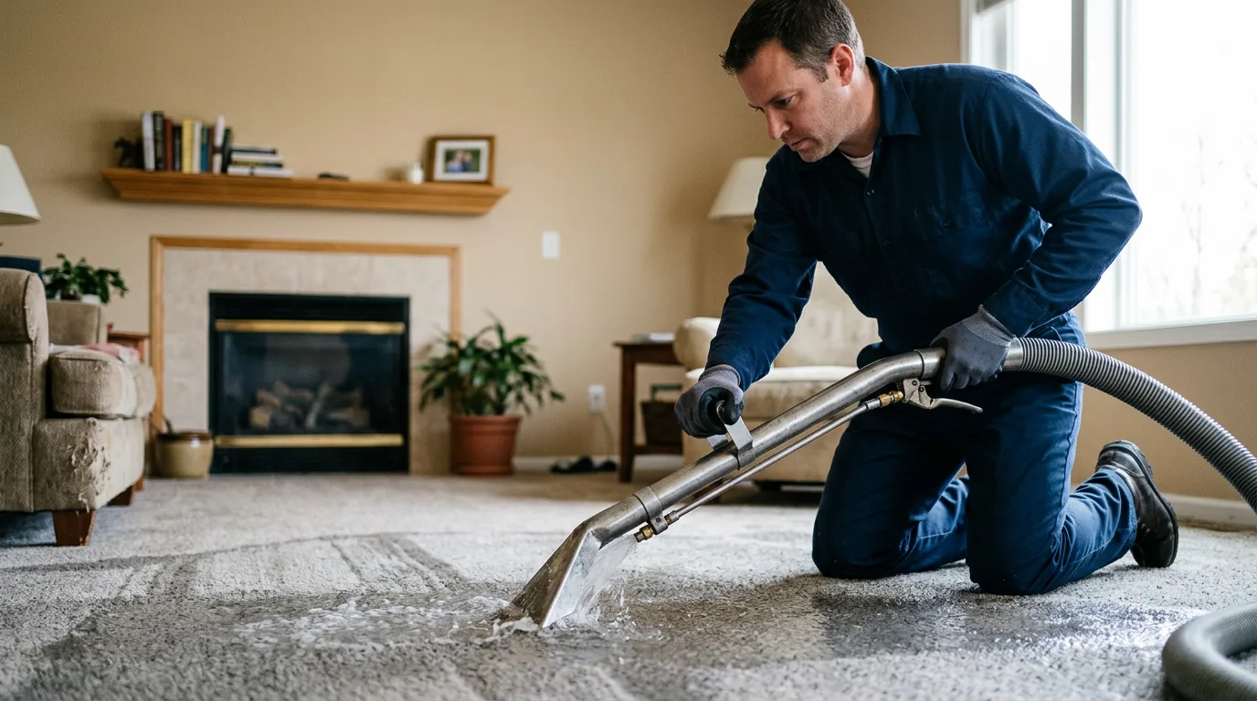 Water damage restoration technician working near Kent, MN